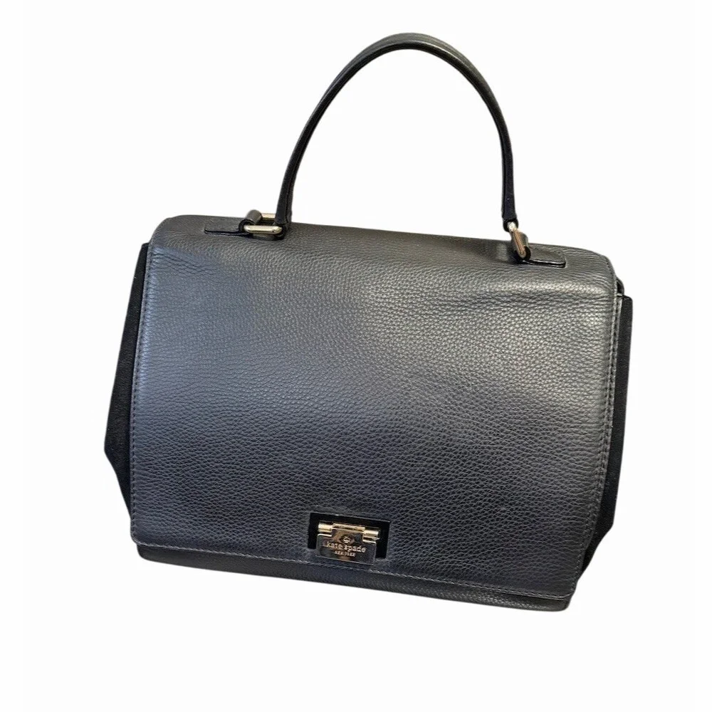 Kate Spade Magnolia Park Laurel Satchel Top Handle Bag Black Turn Lock